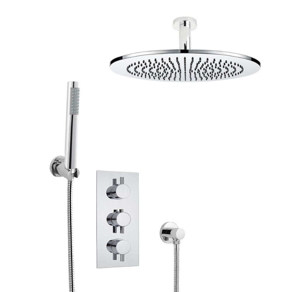 Hudson Reed ronde thermostatische douchekraan, 300mm douchekop, plafondbevestiging en handdouche