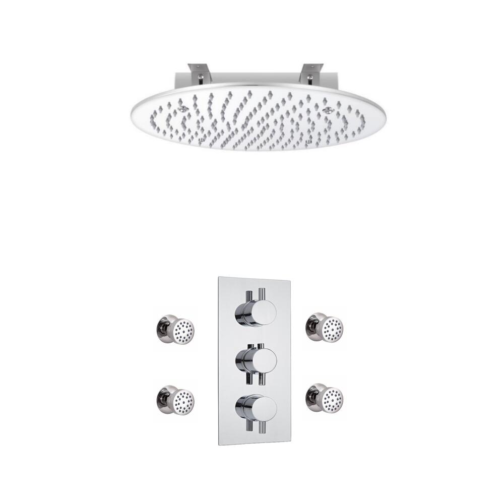 Hudson Reed ronde thermostatische douchekraan, 400mm douchekop en bodyjets