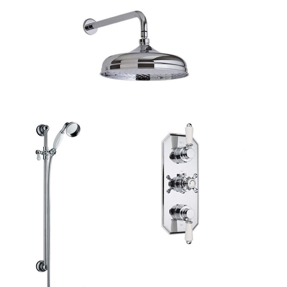 3-Weg Klassieke Inbouw thermostaatkraan met Handdouchecombinatie d. 20cm Douchekop & Baduitloop