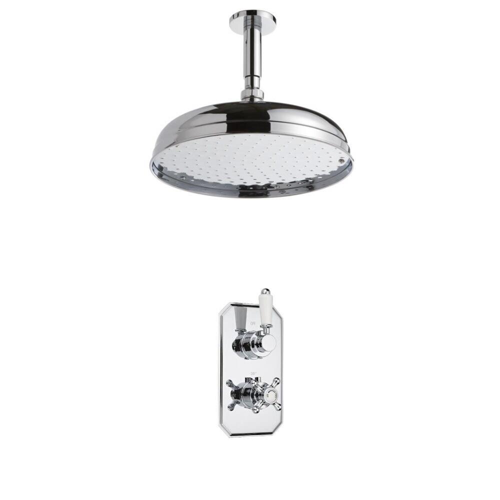 Hudson Reed traditionele thermostatische douchekraan, 300mm douchekop en plafondbevestiging