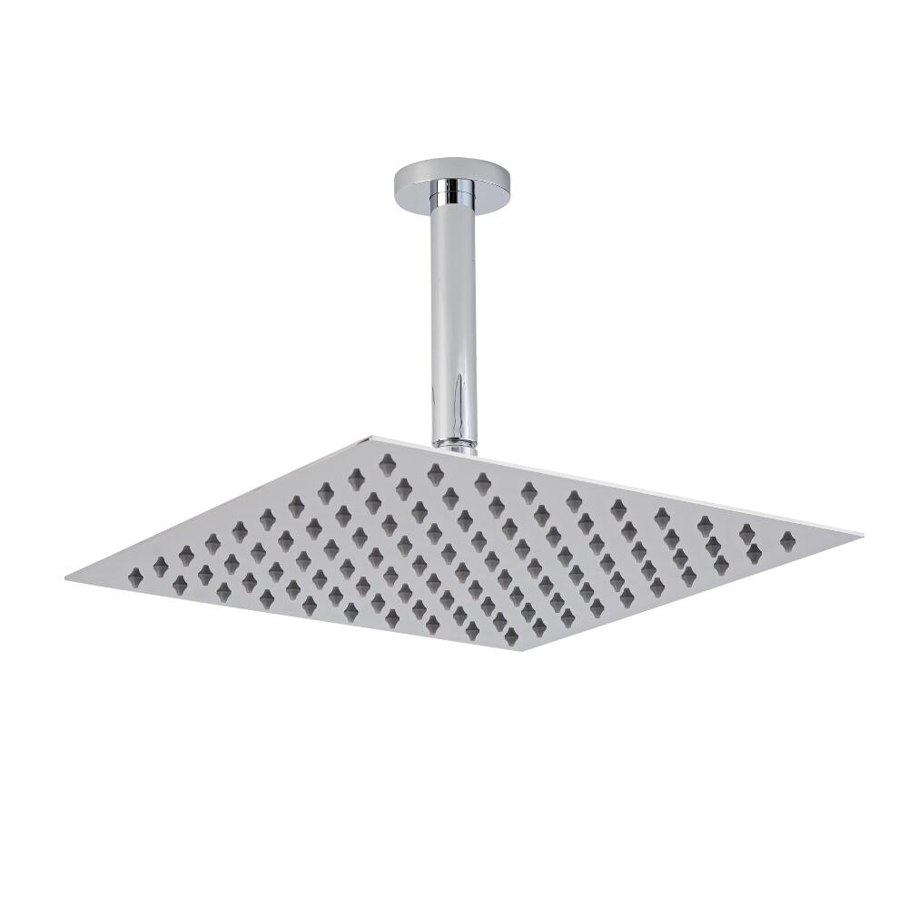 Verchroomd Staal - Vierkante Douchekop met Plafond Douche-arm - 30x30cm