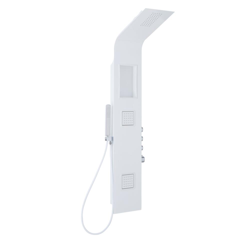 Stamford Thermostatisch Douchepaneel Wit Alumimium Kantelbare Boydjets Regenoduche Handdouche