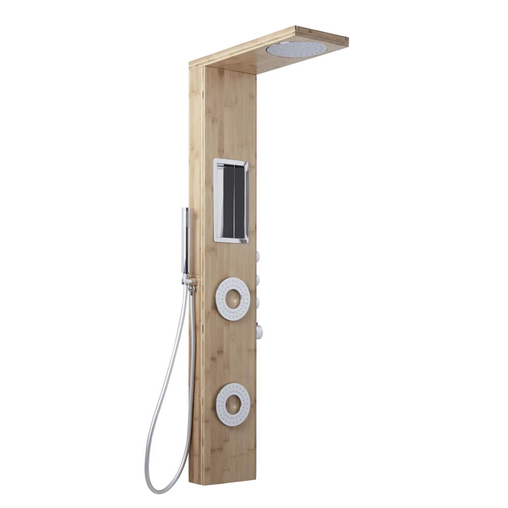 Lako Thermostatisch Douchepaneel Bamboe Alumimium Kantelbare Bodyjets Regendouche Handdouche