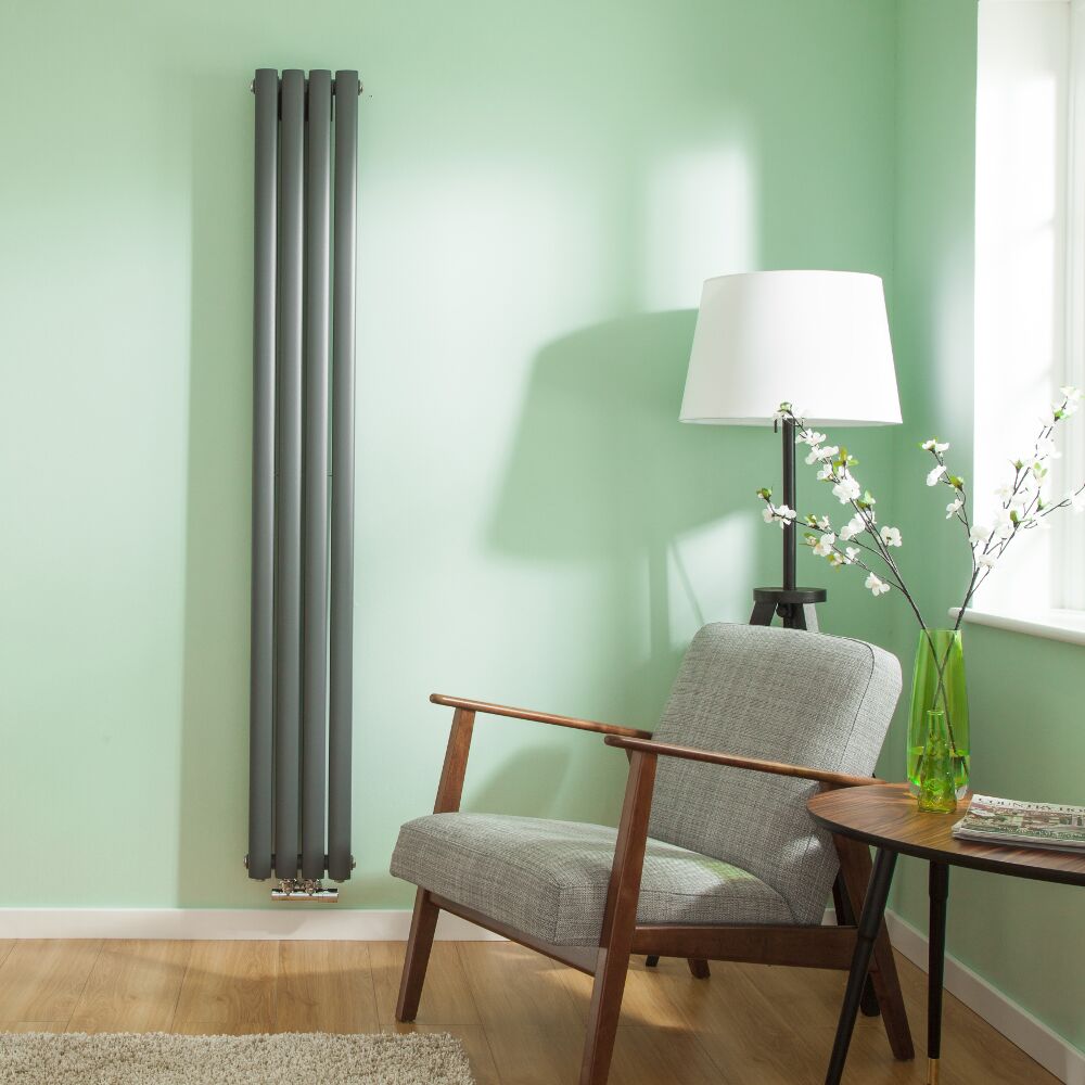 Revive Caldae Designradiator Verticaal Middenaansluiting Antraciet 178cm x 23,6cm x 7,8cm 866 Watt