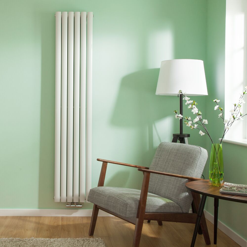 Revive Caldae Verticale Design Radiator met Middenaansluiting - 178cm x 35,4cm x 7,8cm- 1301 Watt - Wit