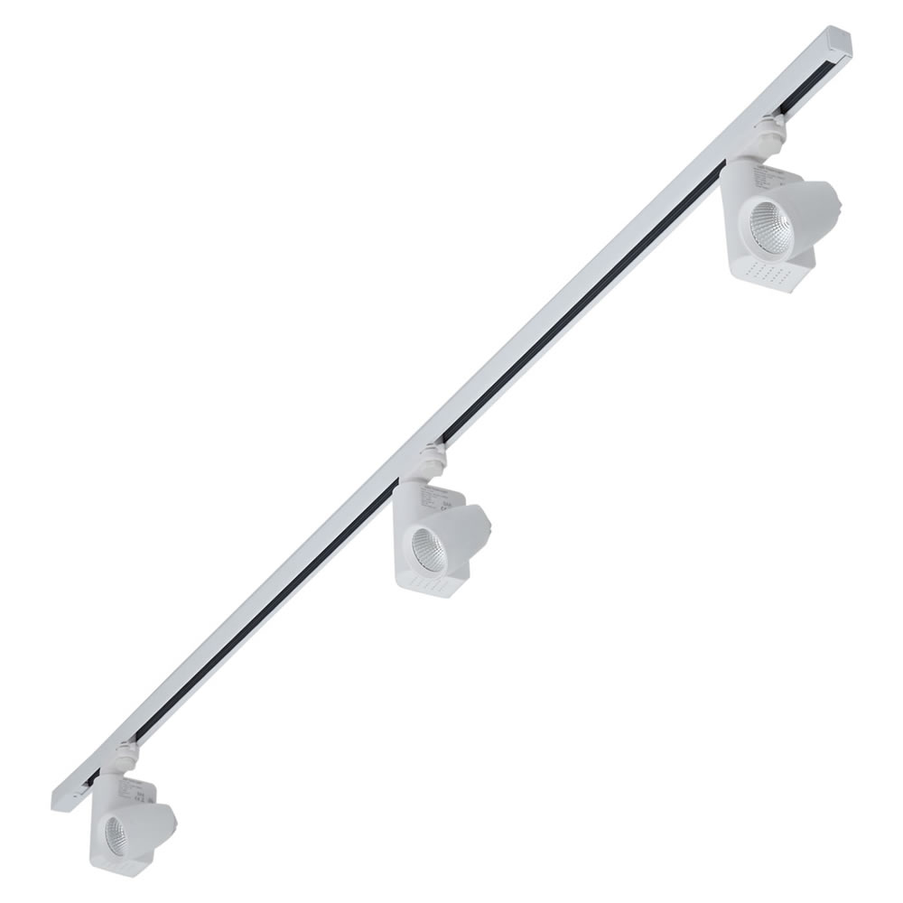 Biard 3 x 12W LED Railverlichting & 1 x 2 mtr 3-fase Spanningsrail - Wit & Rond