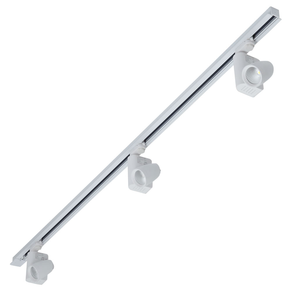 Biard 3 x 12W LED Railverlichting & 1 x 2 mtr Verzonken 3-fase Spanningsrail - Wit & Rond