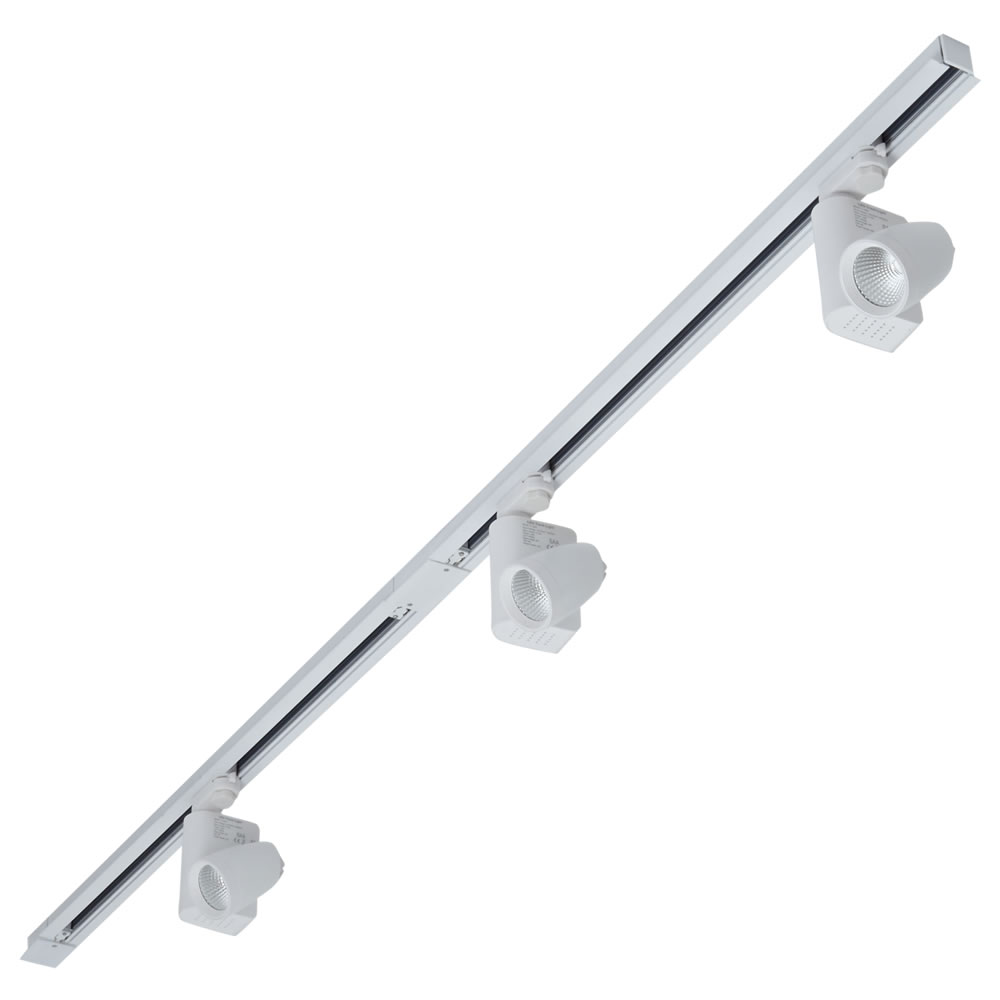 Biard 3 x 12W LED Railverlichting & 2 x 1 mtr Verzonken 3-fase Spanningsrail - Wit & Rond