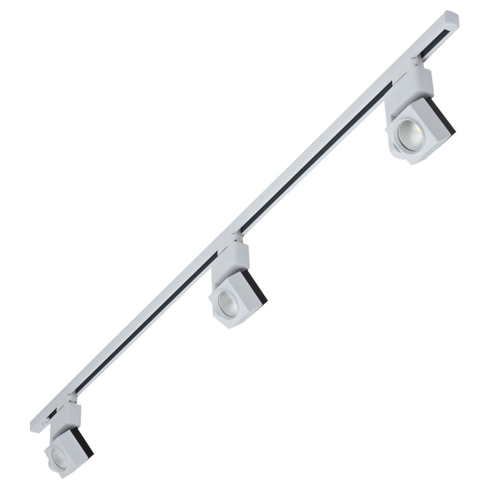 Biard 3 x 25W LED 3-fase Railverlichting & 1 x 2mtr Spanningsrails - Gehoekt & Wit
