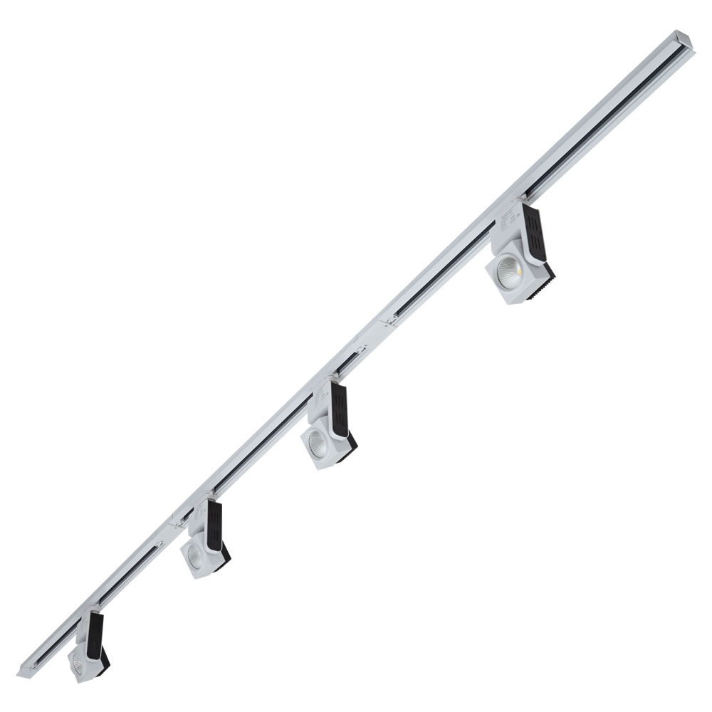 Biard LED Railverlichting 3x 1M Spanningsrailset 3 Fase Connector Wit