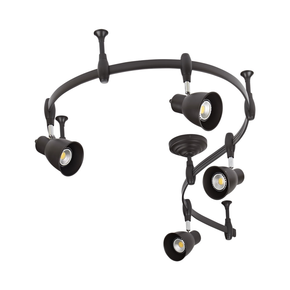 Panza 200cm Flexibele Railverlichting Set incl 4 Railspots GU10 IP20 Zwart