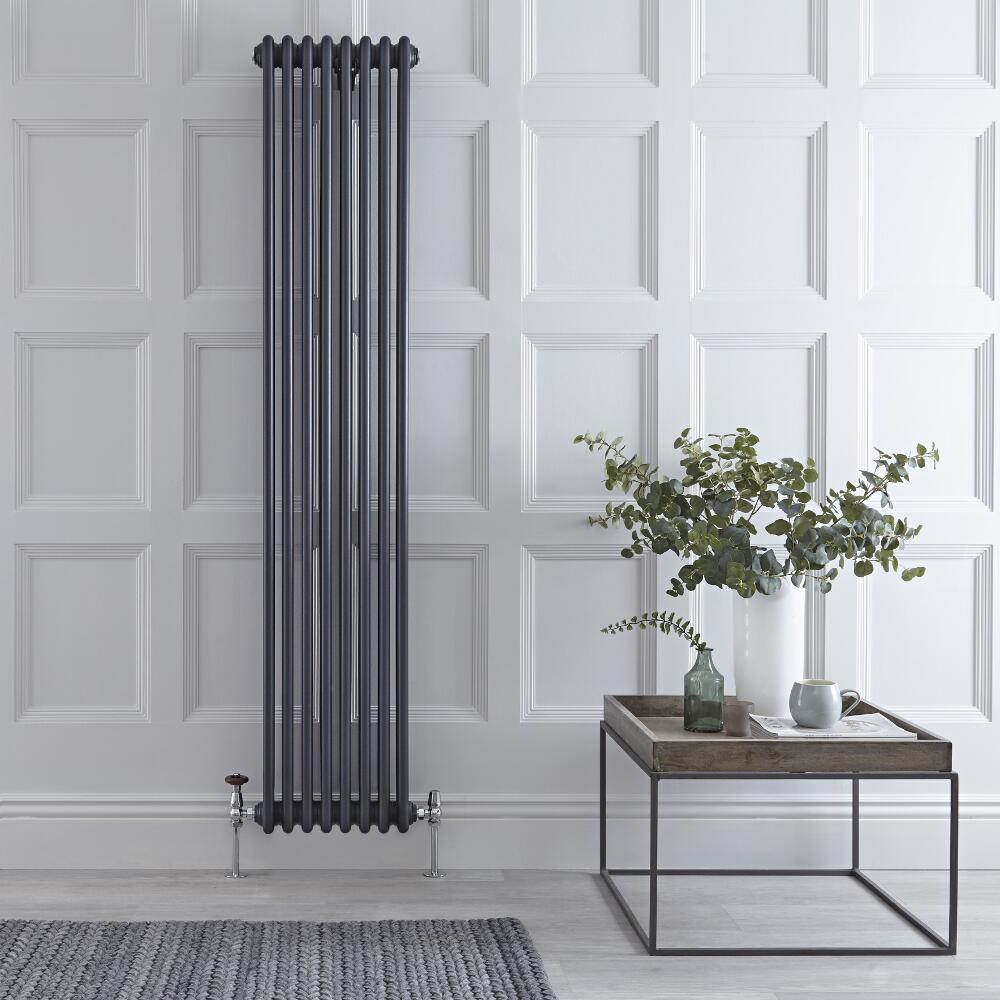 Windsor Designradiator Verticaal Klassiek Antraciet 180cm x 36cm x 10cm 1737 Watt
