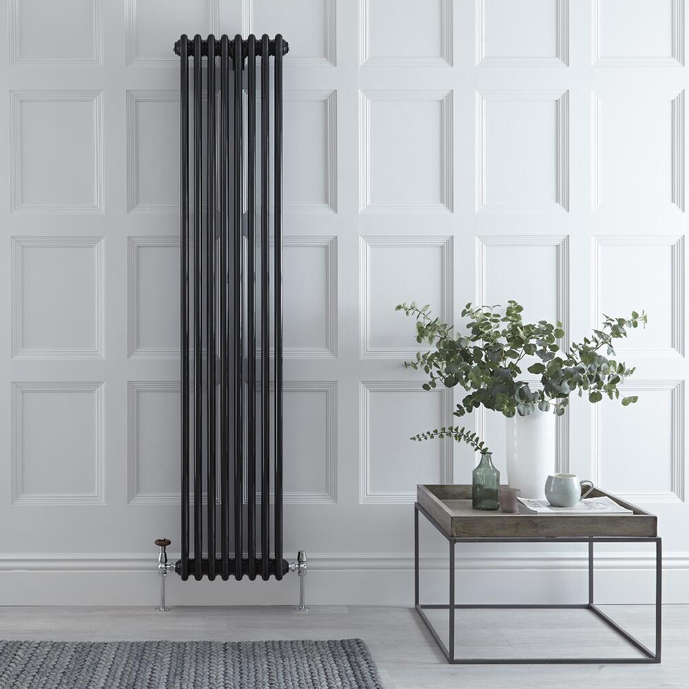 Windsor Designradiator Verticaal Klassiek Zwart 180cm x 38,3cm x 10cm 1558 Watt