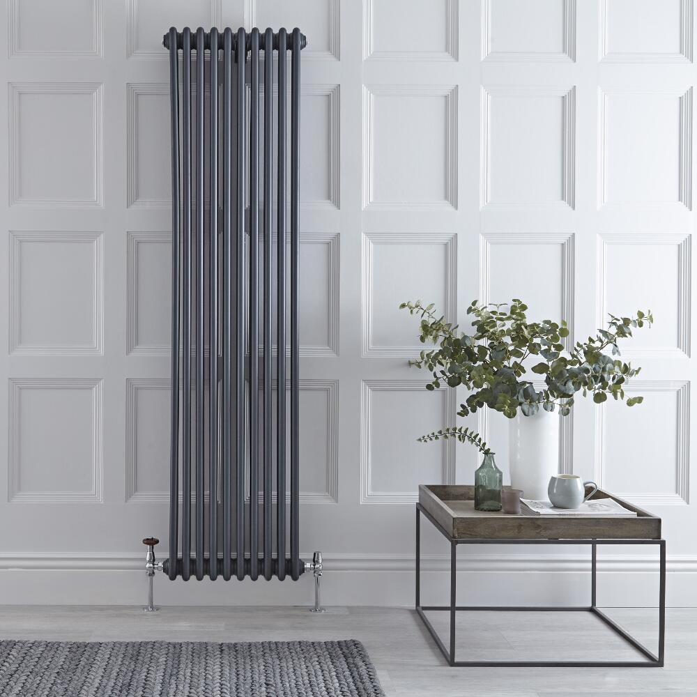 Windsor Designradiator Verticaal Klassiek Antraciet 180cm x 45cm x 10cm 2171 Watt