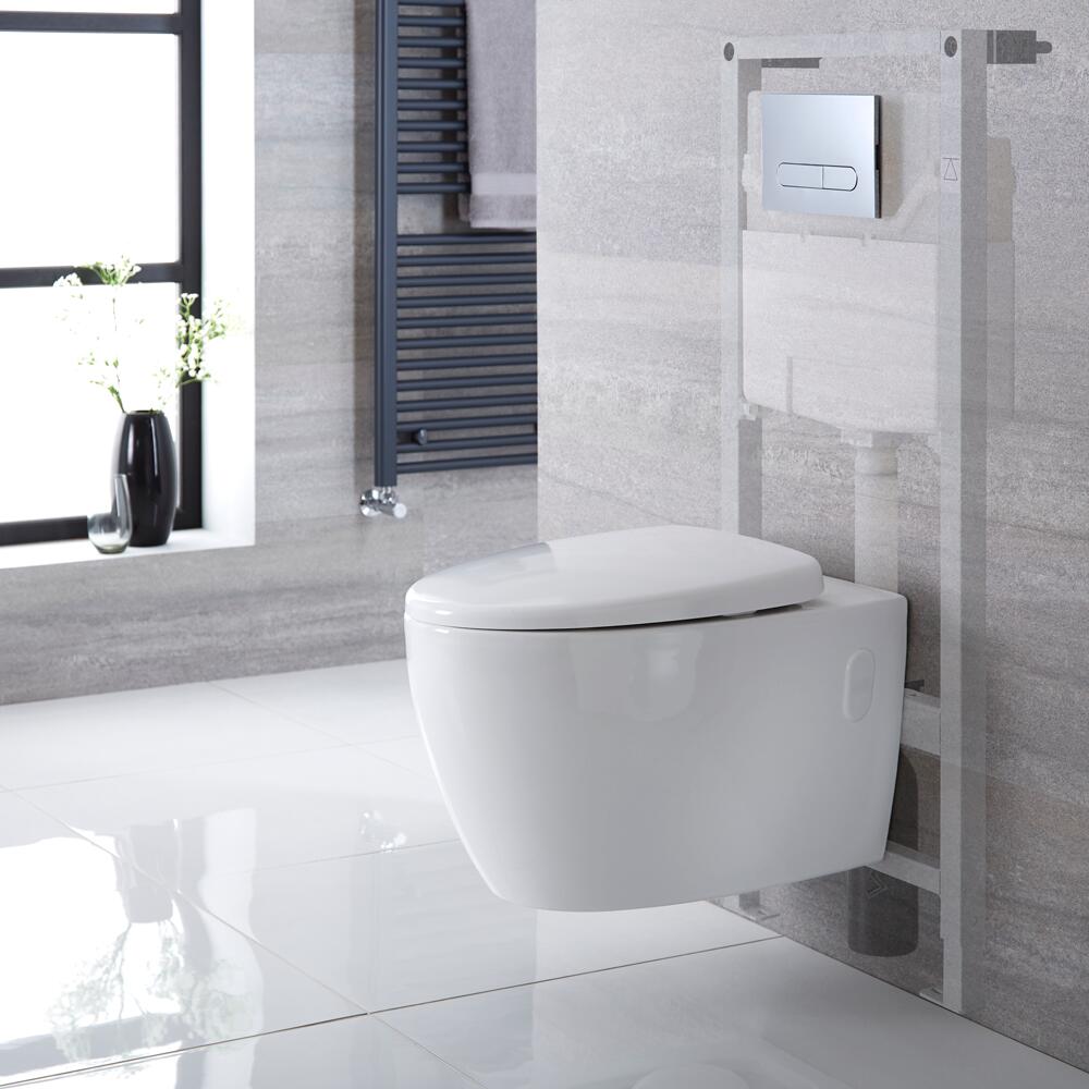 Kenton hangend Keramiek Toilet incl Inbouwreservoir ( Large) en Keuze Spoelknop
