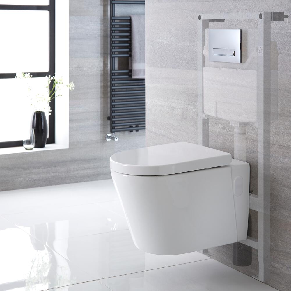 Exton Toilet Hangend Keramiek Ovaal Wit Incl. Inbouwreservoir Large