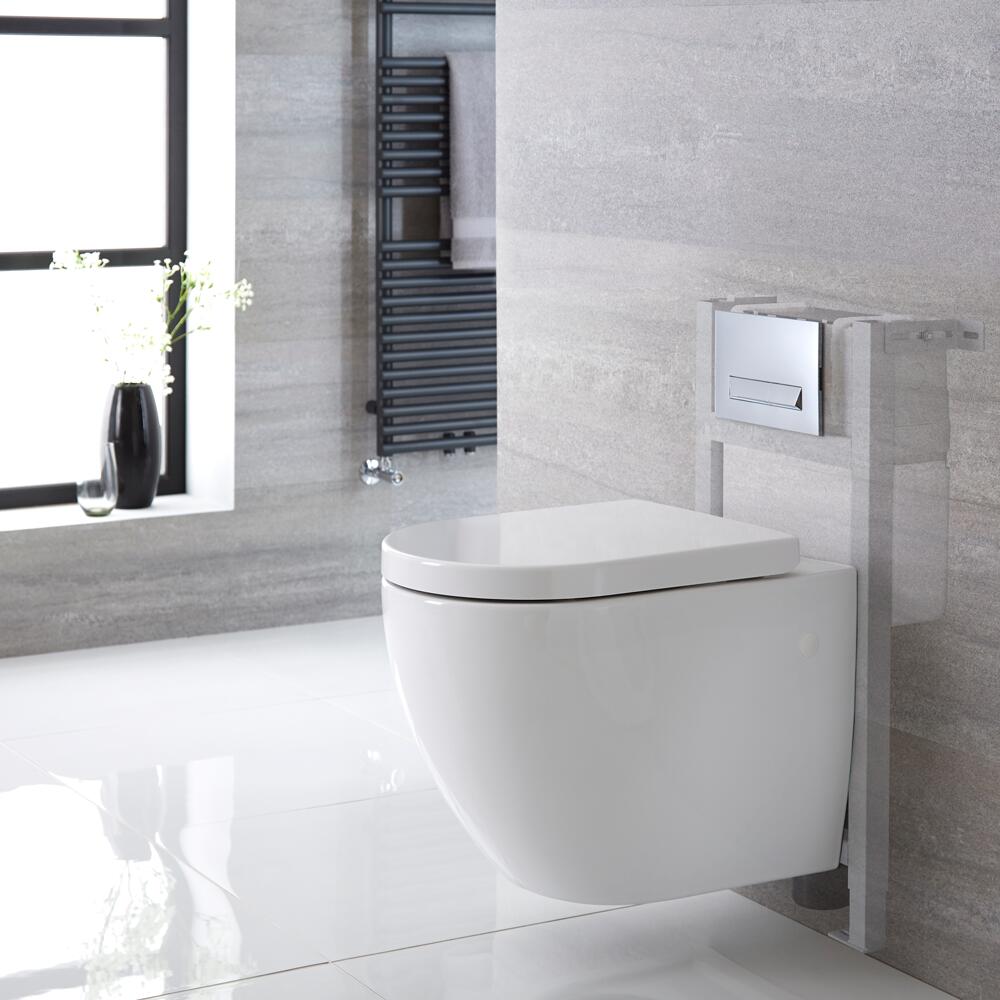 Ashbury Hangend Keramiek Toilet incl Inbouwreservoir ( Small) en Keuze Spoelknop