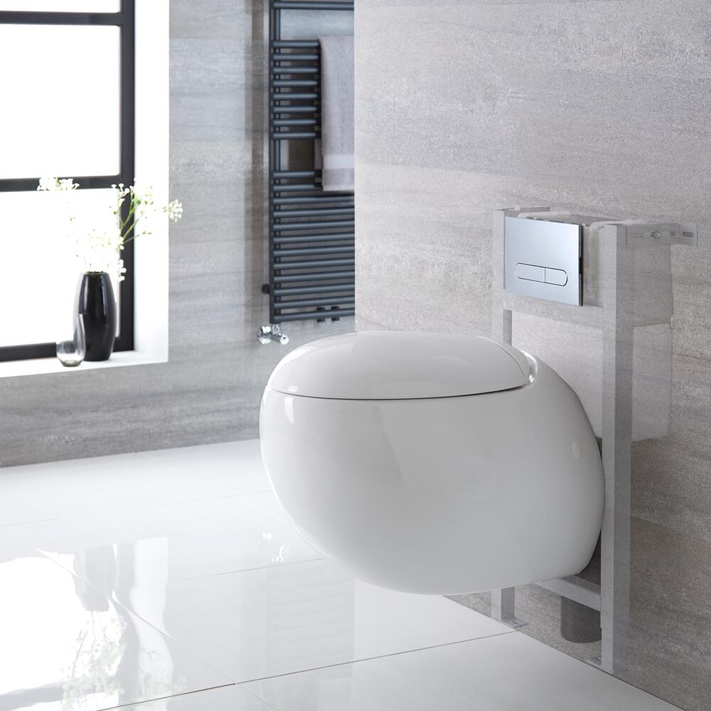 Langtree Hangend Keramiek Toilet Ovaal incl Inbouwreservoir ( Small ) en Keuze Spoelknop