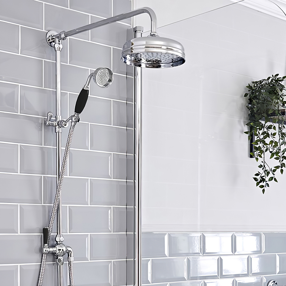 Douchekop d.19cm Handdouche Klassiek Chroom en Zwart | Elizabeth