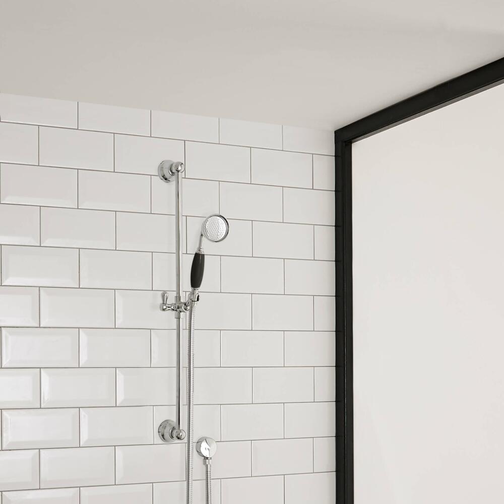 Glijstanguitrusting met Handdouche Chroom en Zwart | Elizabeth
