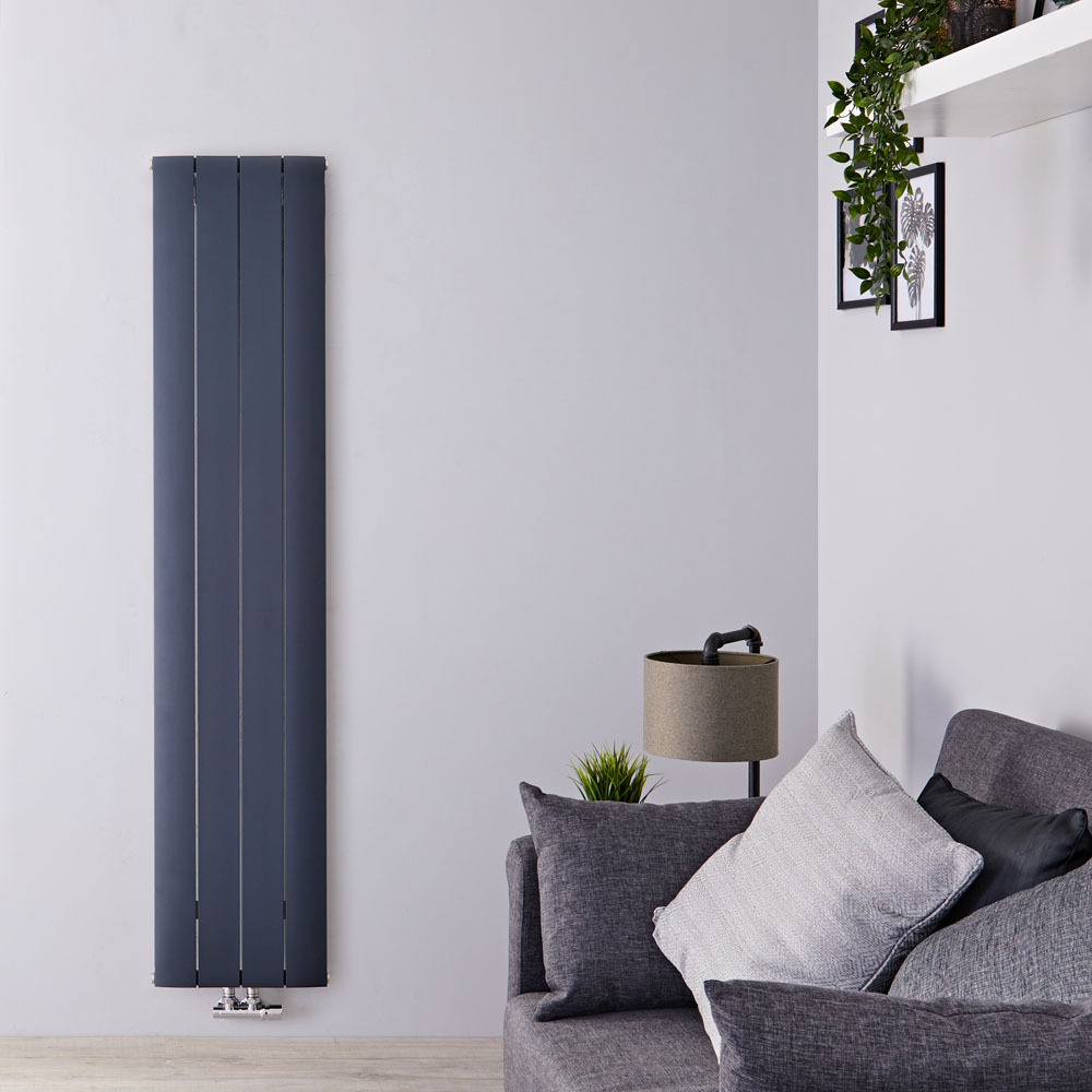 Aurora Designradiator Verticaal Middenaansluiting Aluminium Antraciet 160cm x 37,5cm x 4,5cm 1361 Watt
