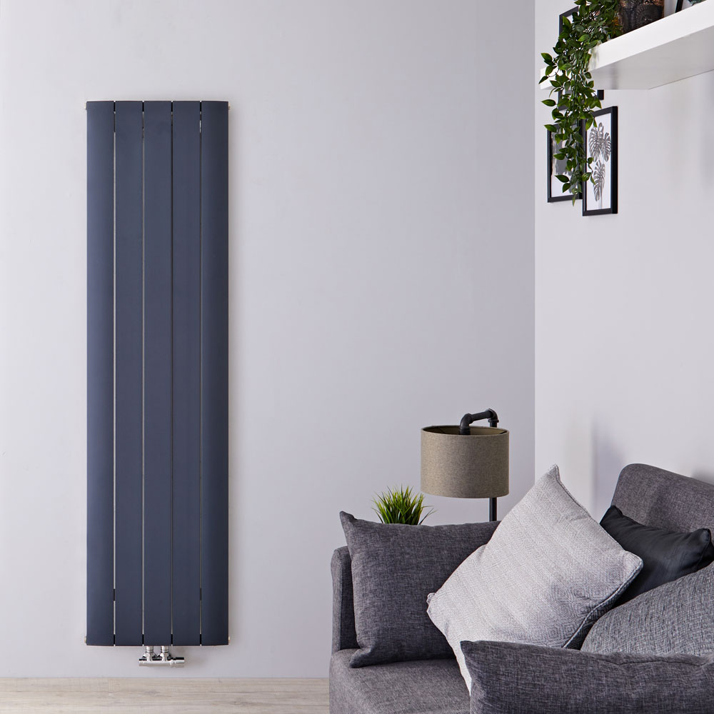 Aurora Designradiator Verticaal Middenaansluiting Aluminium Antraciet 160cm x 47cm x 4,5cm 1701 Watt
