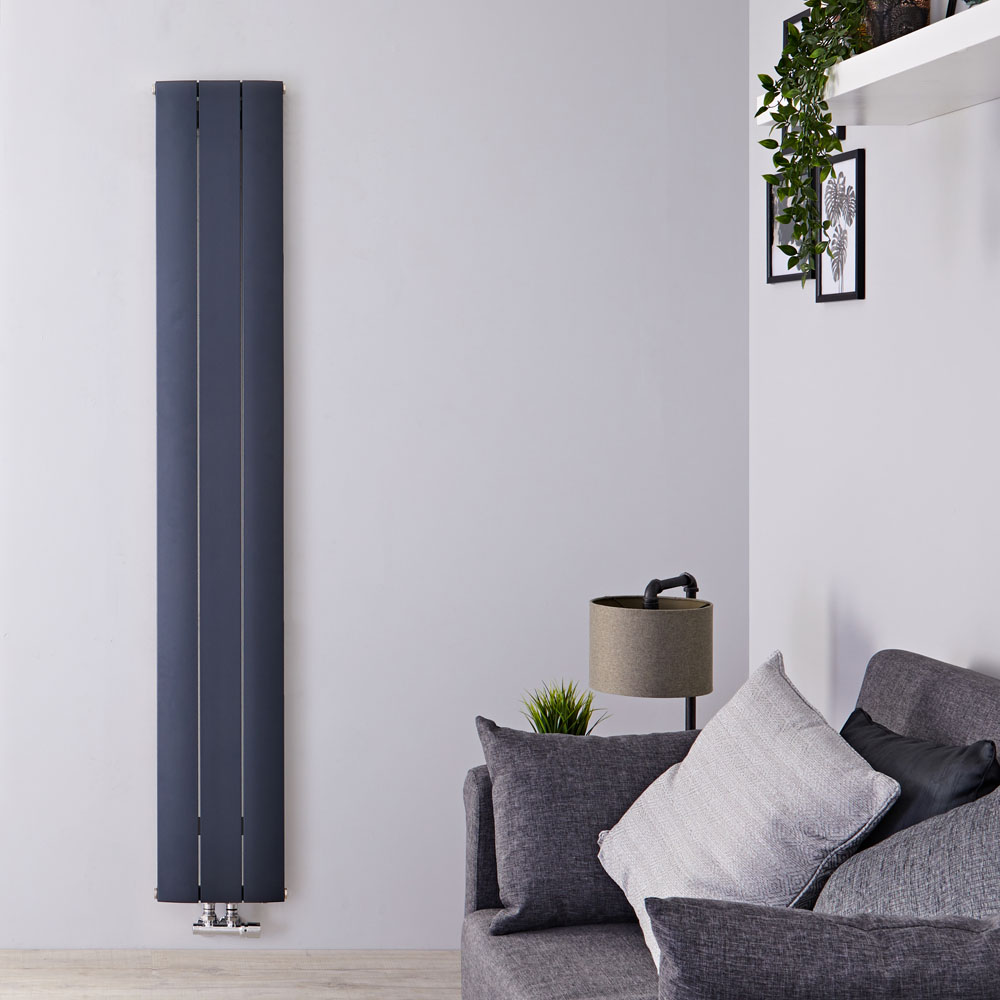 Aurora Designradiator Verticaal Middenaansluiting Aluminium Antraciet 180cm x 28cm x 4,5cm 1152 Watt