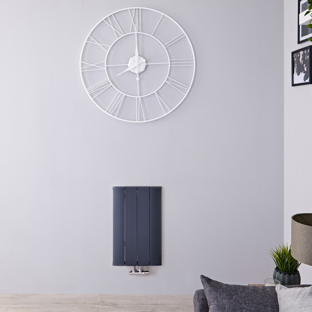 Aurora Designradiator Horizontaal Middenaansluiting Aluminium Antraciet 60cm x 37,5cm x 4,5cm 512 Watt