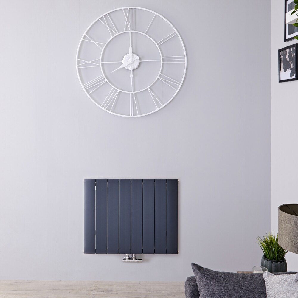 Designradiator Horizontaal Aluminium Middenaansluiting Antraciet 60cm x 75,5cm 1024 Watt | Aurora