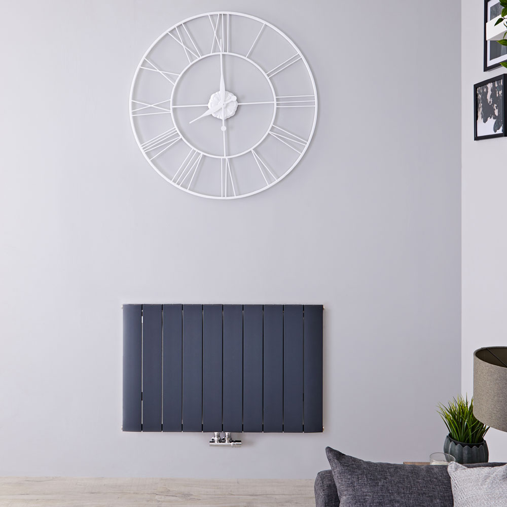 Designradiator Horizontaal Aluminium Middenaansluiting Antraciet 60cm x 94,5cm 1279 Watt | Aurora