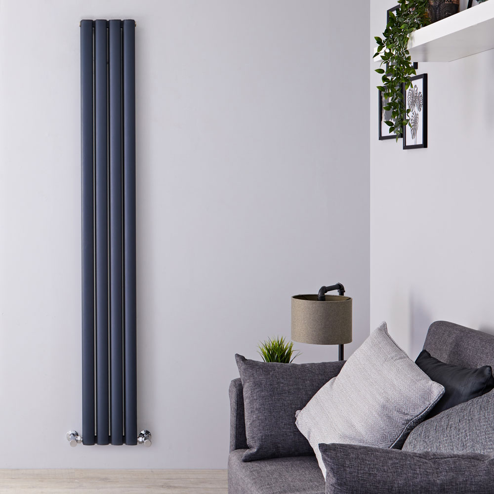 Revive Air Verticale Aluminium Dubbelpaneel Designradiator Antraciet 180cm x 23cm x 7,6cm 1002Watt