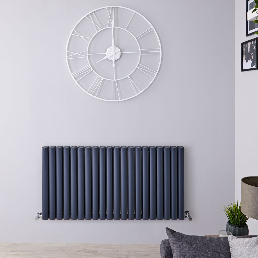 Revive Air Horizontale Aluminium Dubbelpaneel Designradiator Antraciet 60cm x 119cm x 7,6cm 2298Watt