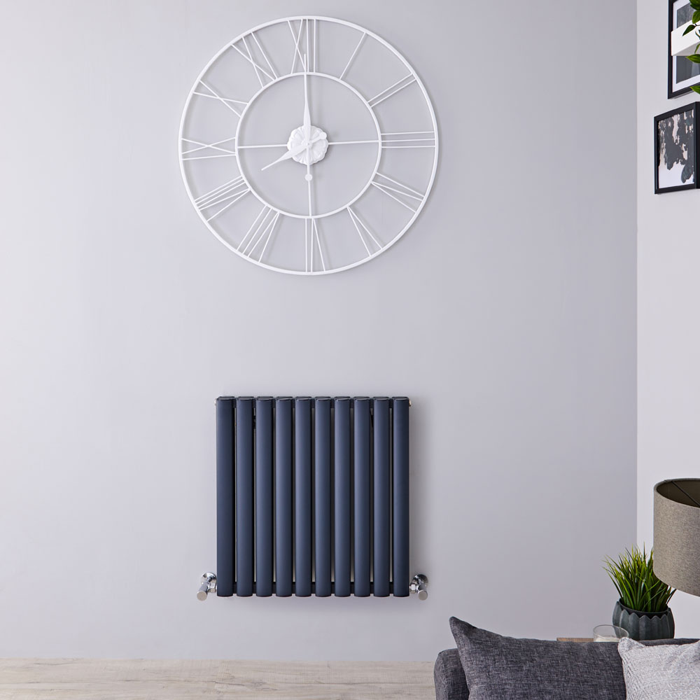 Revive Air Horizontale Aluminium Dubbelpaneel Designradiator Antraciet 60cm x 59cm x 7,6cm 1149Watt