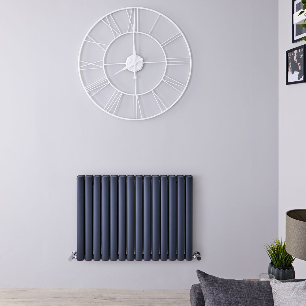Revive Air Horizontale Aluminium Dubbelpaneel Designradiator Antraciet 60cm x 83cm x 7,6cm 1609Watt