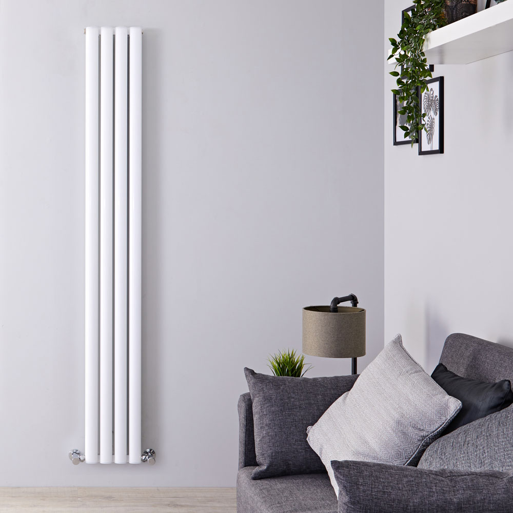Revive Air Verticale Aluminium Dubbelpaneel Designradiator Wit 180cm x 23cm x 7,6cm 1002Watt