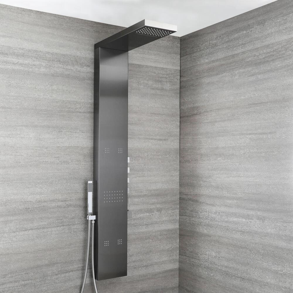 Dusk Thermostatisch Douchepaneel met Waterval- & Regen Hoofddouche, Handdouche en Bodyje