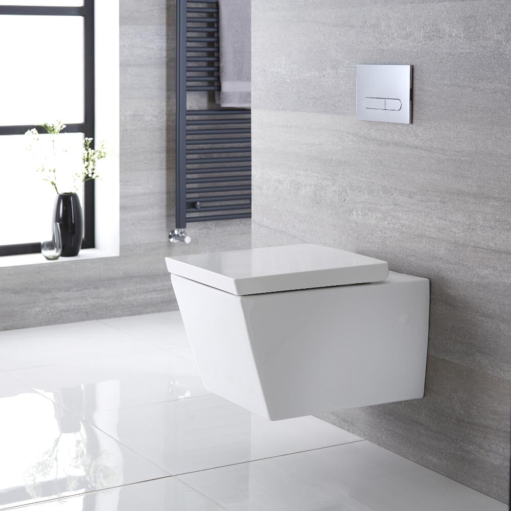 Hallwell Hangend Keramiek Toilet incl WC Bril Vierkant Wit