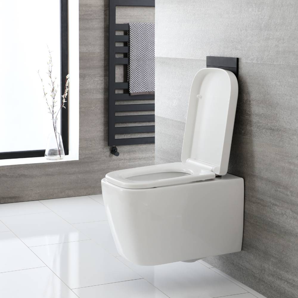Milton Hangend Keramiek Toilet incl WC Bril Vierkant Wit