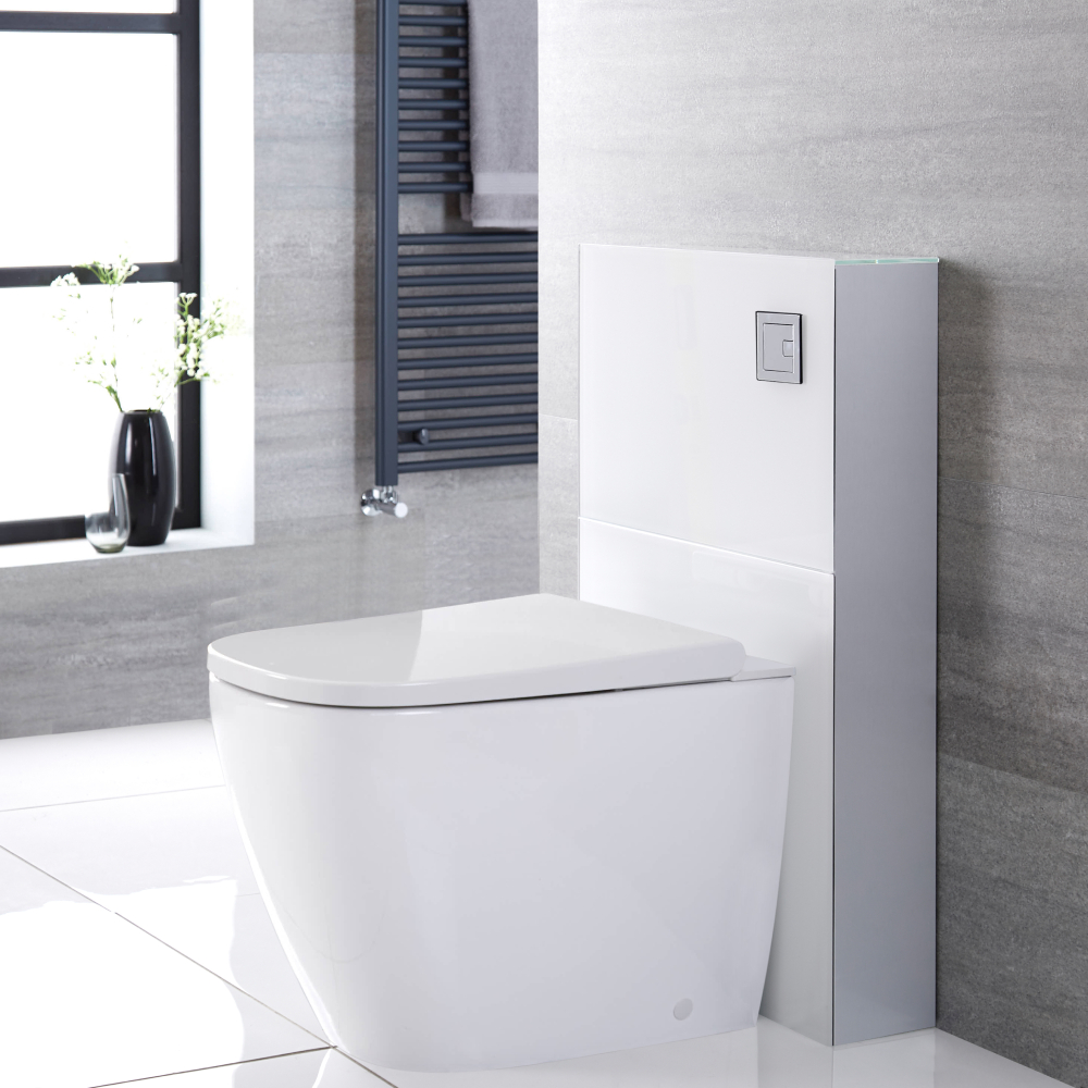 Japans Toilet | Hirayu Stortbak Ombouw Dubbele Spoelknop 3/6 Liter Staand Wit 50cm | Saru