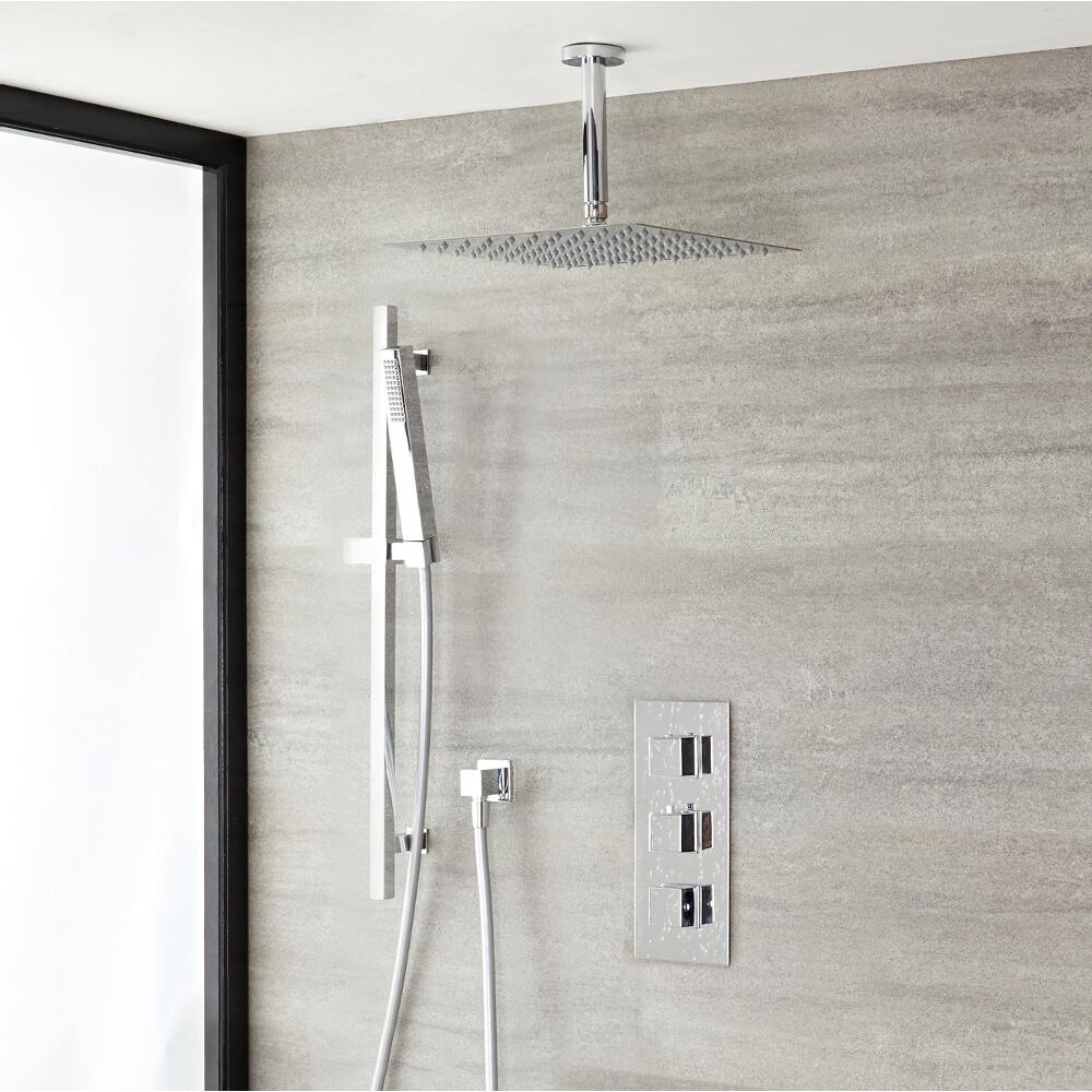 Kubix 2-weg Thermostatisch Doucheset met Glijstanguitrusting en Douchekop (40cm x 40cm)