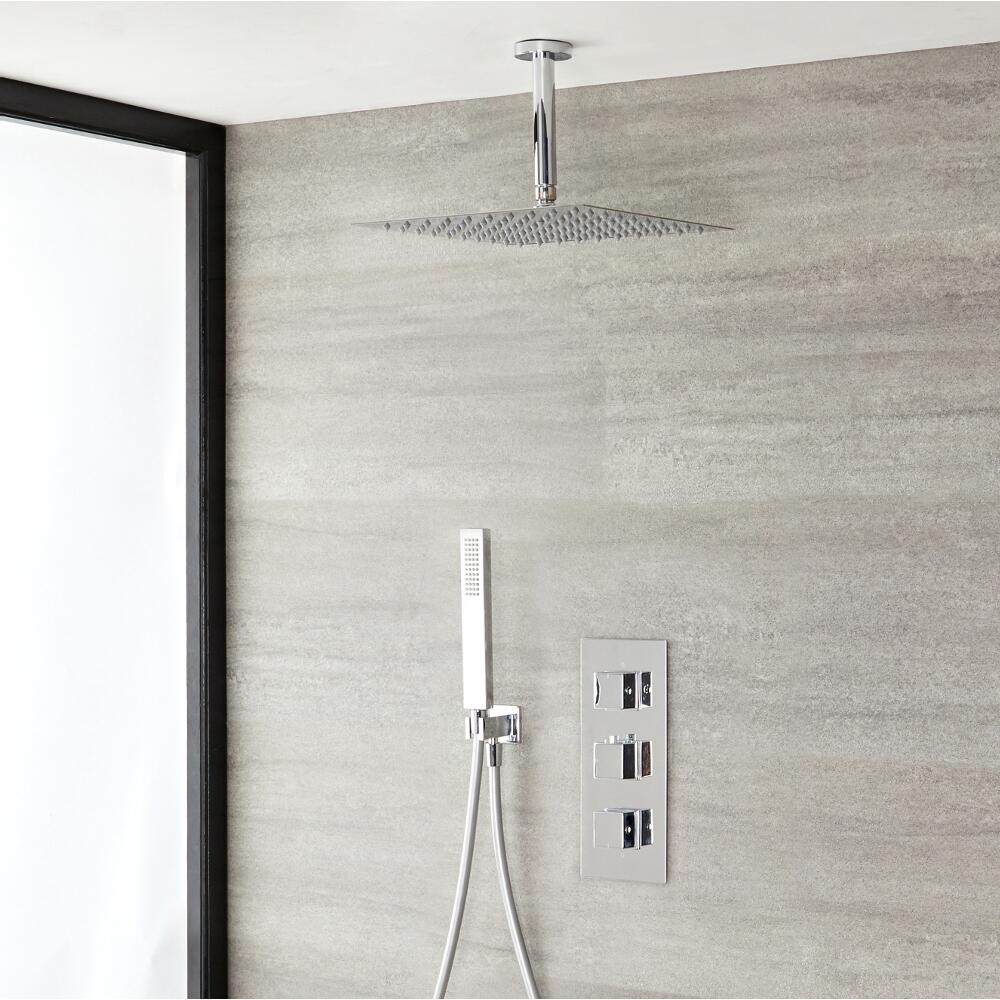 Kubix 2-weg thermostatisch doucheset zonder omstelkraan (douchekop 30x30cm)