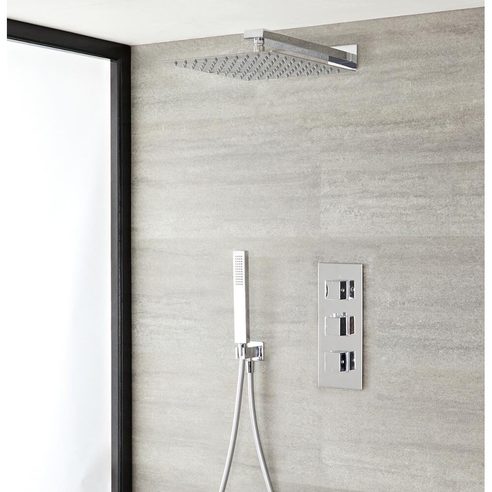 Kubix 2-weg thermostatisch doucheset zonder omstelkraan (douchekop 40x40cm)