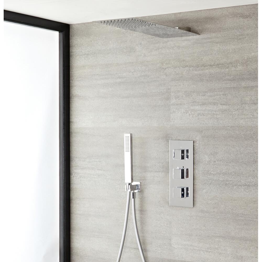 2-weg thermostatisch doucheset zonder omstelkraan (douchekop 20x43cm) | Kubix