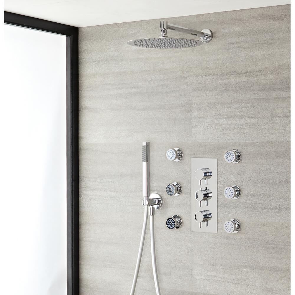 L'Ecko 3-weg thermostatisch doucheset met omstelkraan (RVS hoofddouche d.30cm)