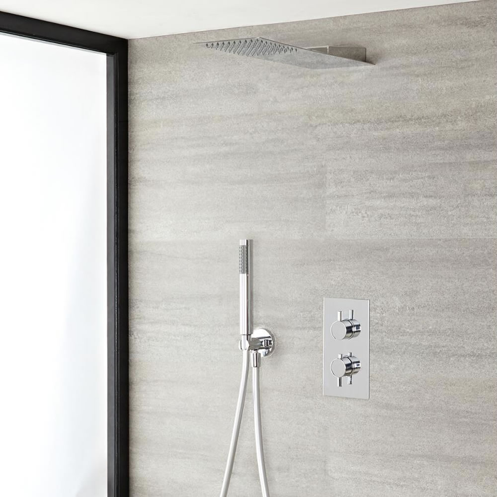 L'Ecko 2-weg thermostatisch doucheset met omstelkraan (douchekop 20x43cm)
