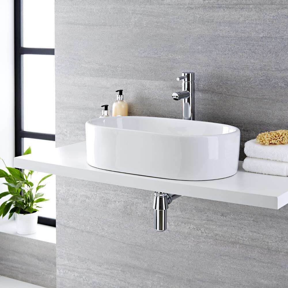 Otterton Opzetwastafel Wit Keramiek Ovaal 56cm x 35cm x 14,5cm
