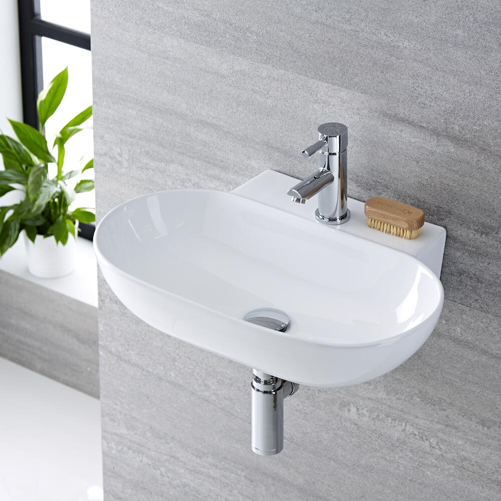 Otterton Muurbevestiging Wastafel Wit Keramiek Ovaal 55,5cm x 39,5cm
