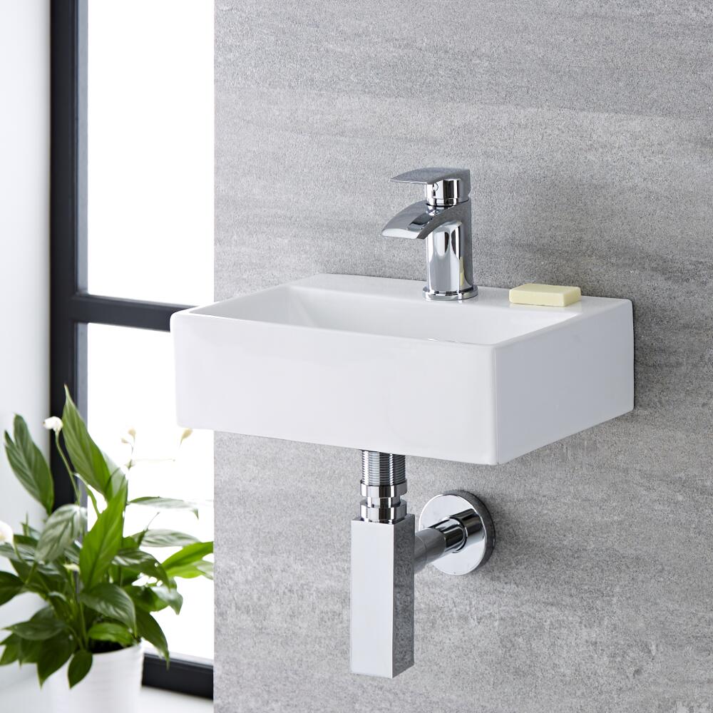 Sandford Muurbevestiging Wastafel Wit Keramiek Rechthoekig 36cm x 25cm