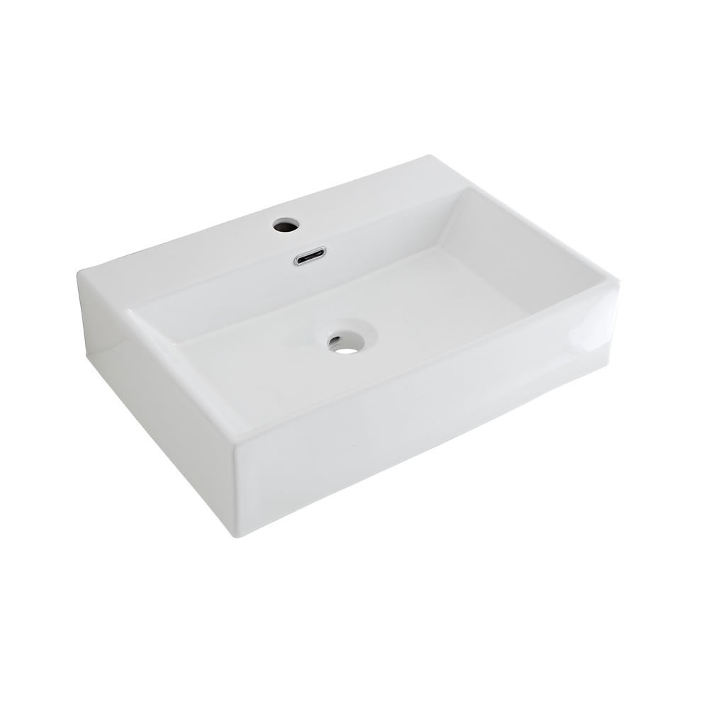 Wick Wastafelkraan & Sandford Wastafel Wit Keramiek Rechthoekig 36cm x 25cm x 10,5cm