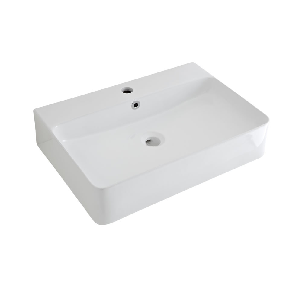 Waterval Wastafelkraan & Exton Rechthoekige Wastafel Wit Keramiek 60cm x 31cm x 13,5cm